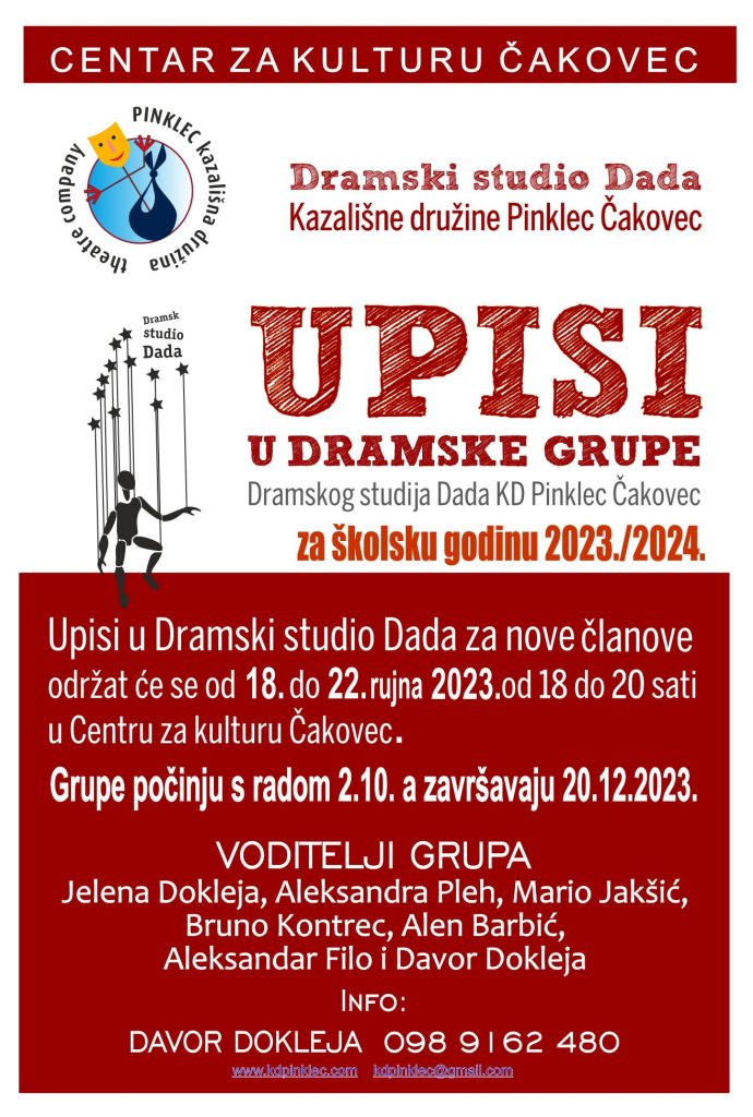 UPISI U DRAMSKI STUDIO DADA ZA SEZONU 2023./2024.